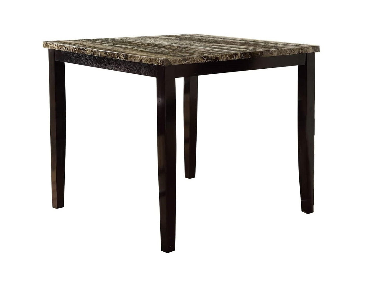 Anthony & Home counter height dining set with faux marble table and four matching chairs in a modern kitchen setting.