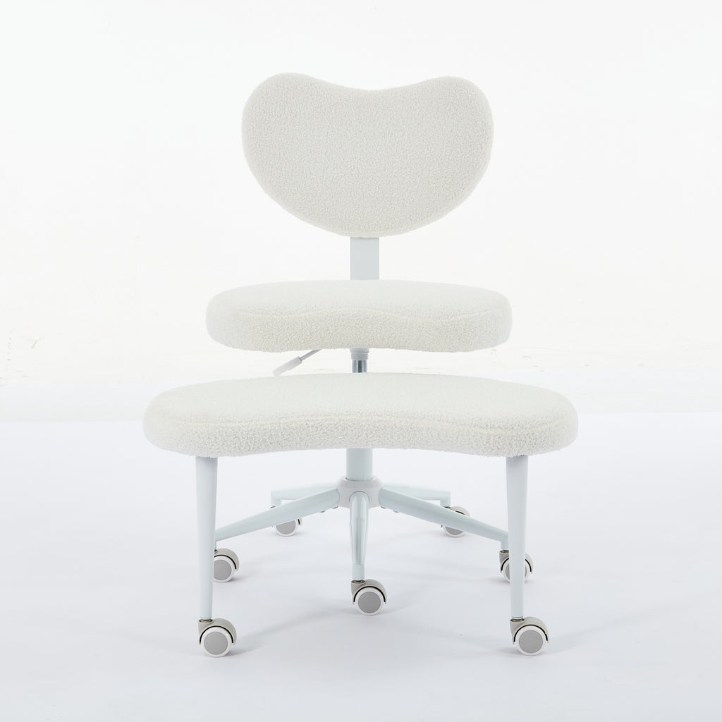 Ivory cross-legged meditation chair with wheels by Anthony & Home, featuring a sturdy frame and comfortable seating for relaxation.