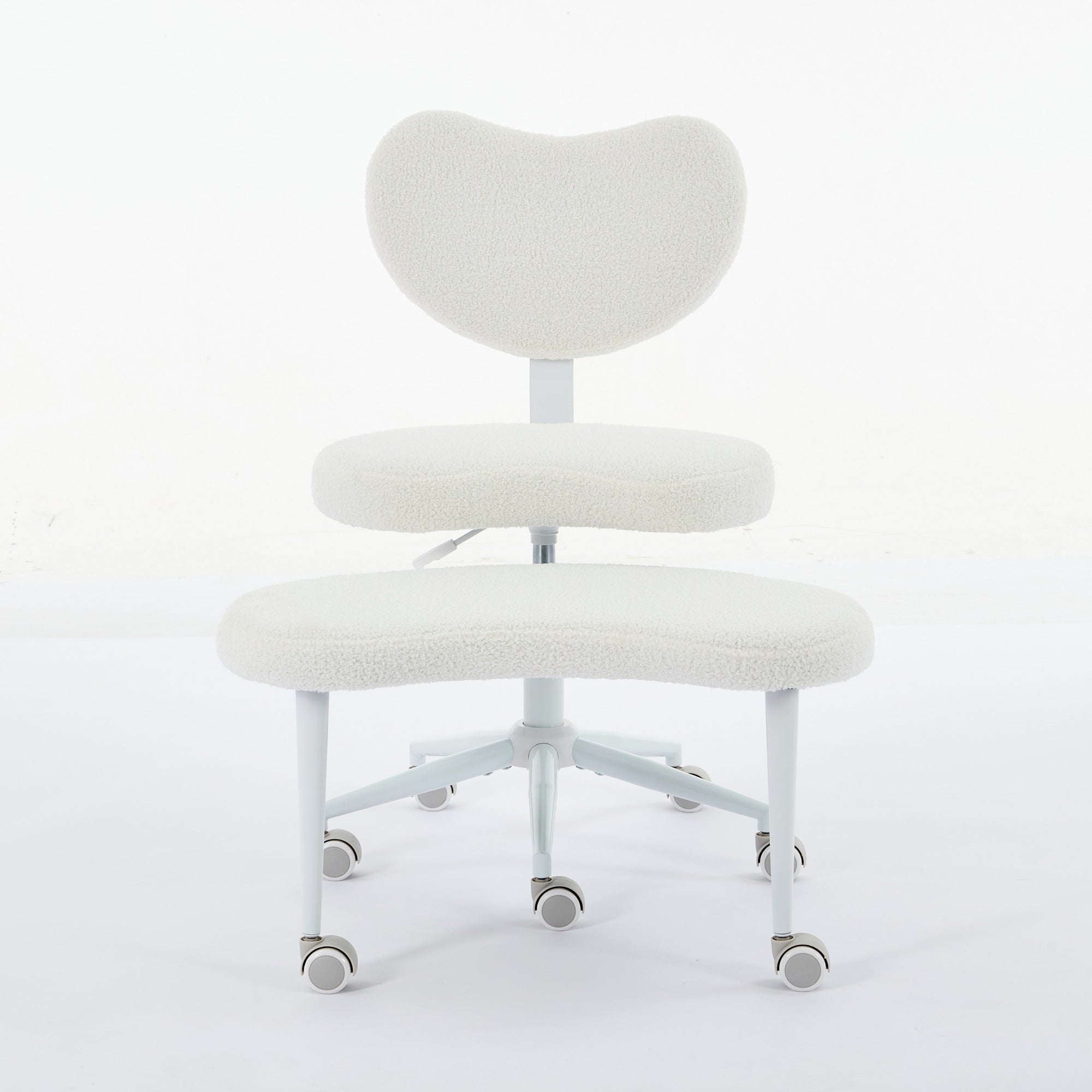 Ivory cross-legged meditation chair with wheels by Anthony & Home, featuring a sturdy frame and comfortable seating for relaxation.