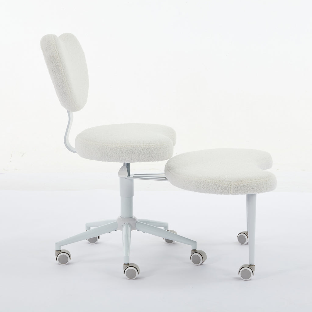 Ivory cross-legged meditation chair with wheels from Anthony & Home, featuring a comfortable padded seat and sturdy frame.
