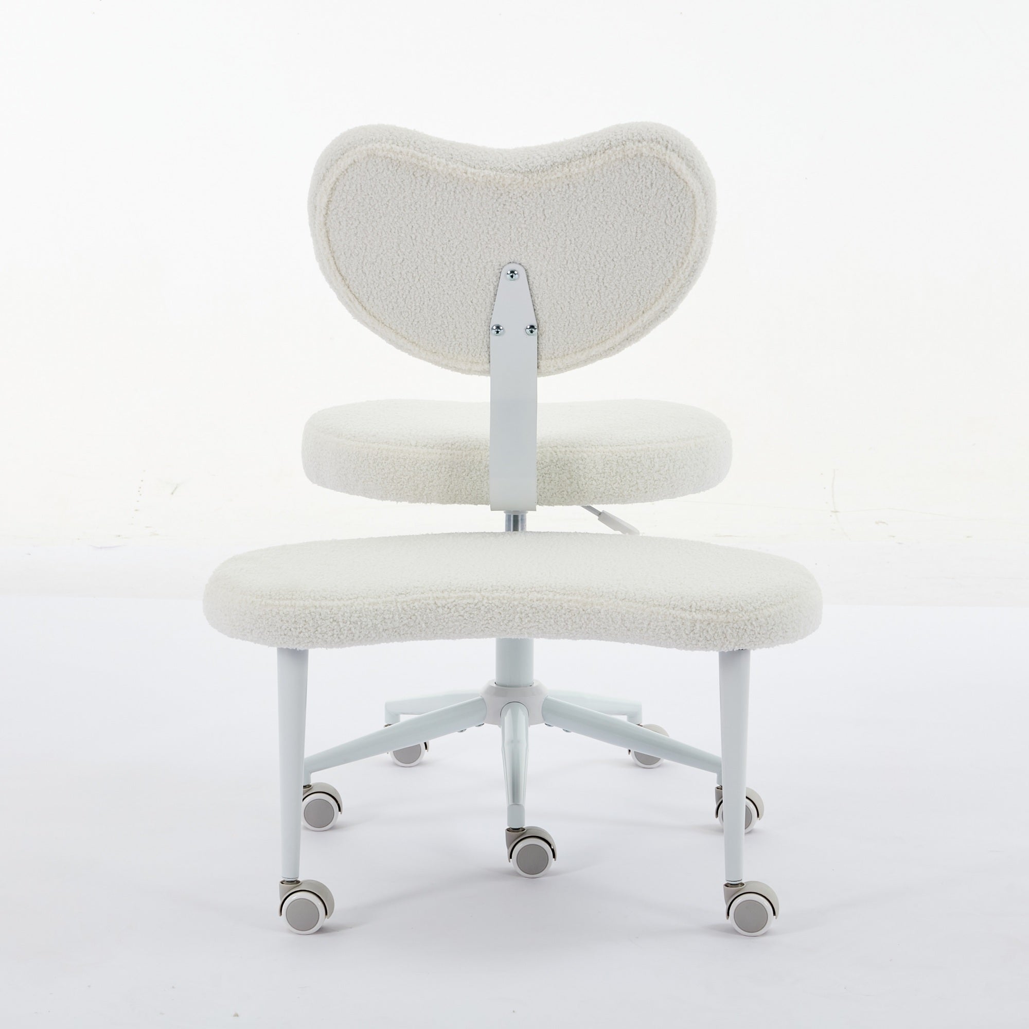 Ivory cross-legged meditation chair with wheels by Anthony & Home, designed for comfortable seated meditation practice.