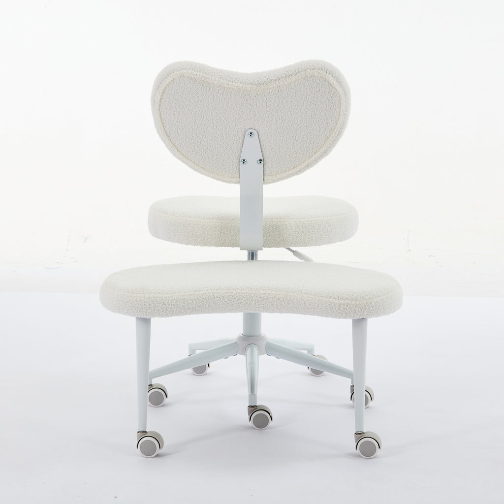 Ivory cross-legged meditation chair with wheels by Anthony & Home, designed for comfortable seated meditation practice.