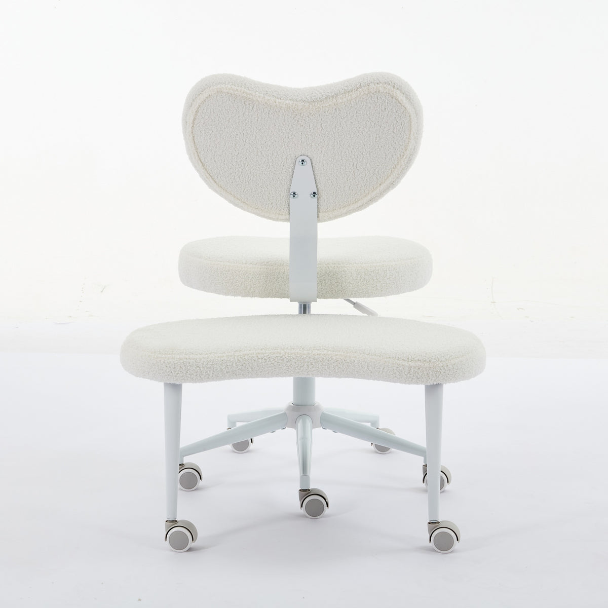Ivory cross-legged meditation chair with wheels by Anthony & Home, designed for comfortable seated meditation practice.