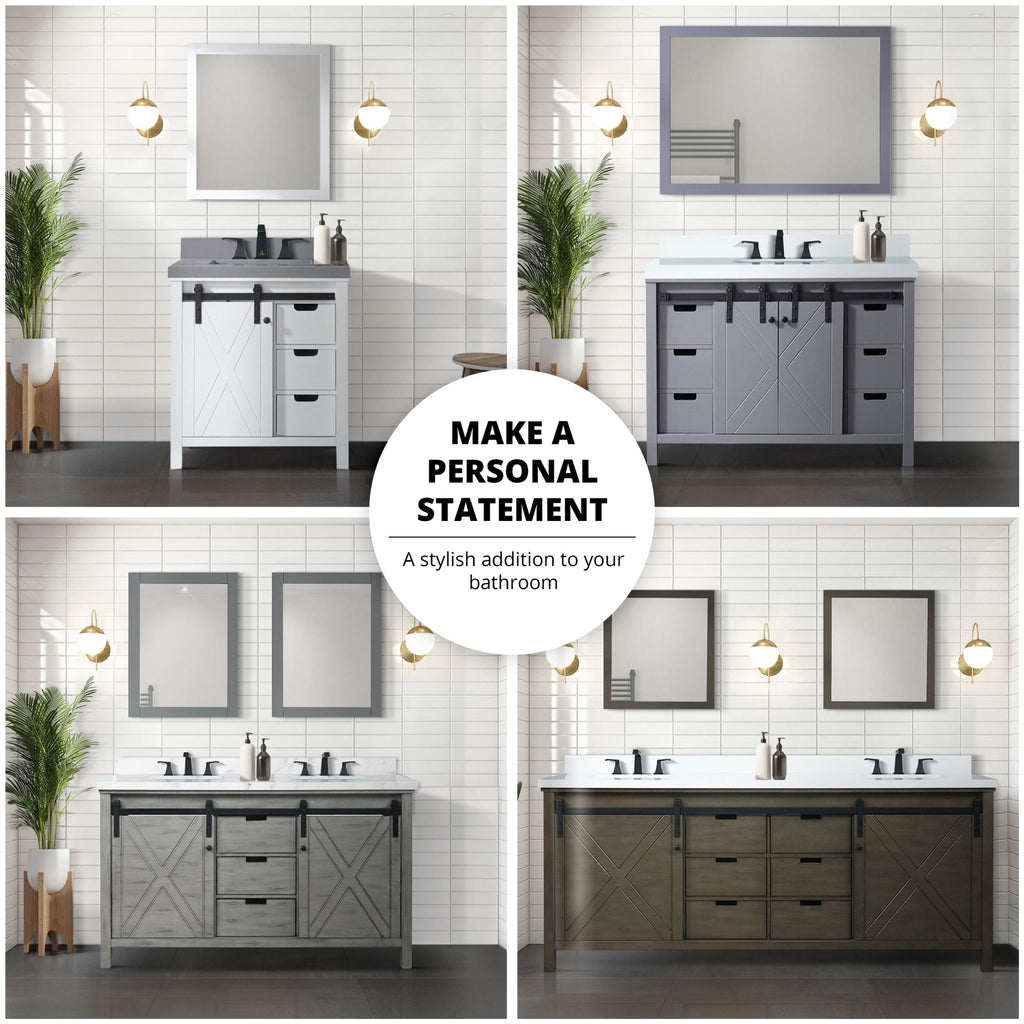 Dark grey 60-inch Anthony & Home double bath vanity with Carrara marble countertop and faucet set from the Atelier Collection.