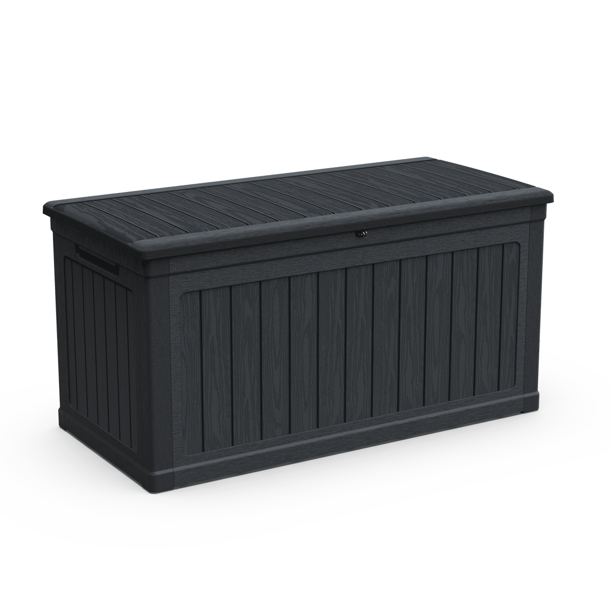 Weatherproof Anthony & Home 230-gallon deck box for outdoor storage, featuring sturdy construction and secure lid.