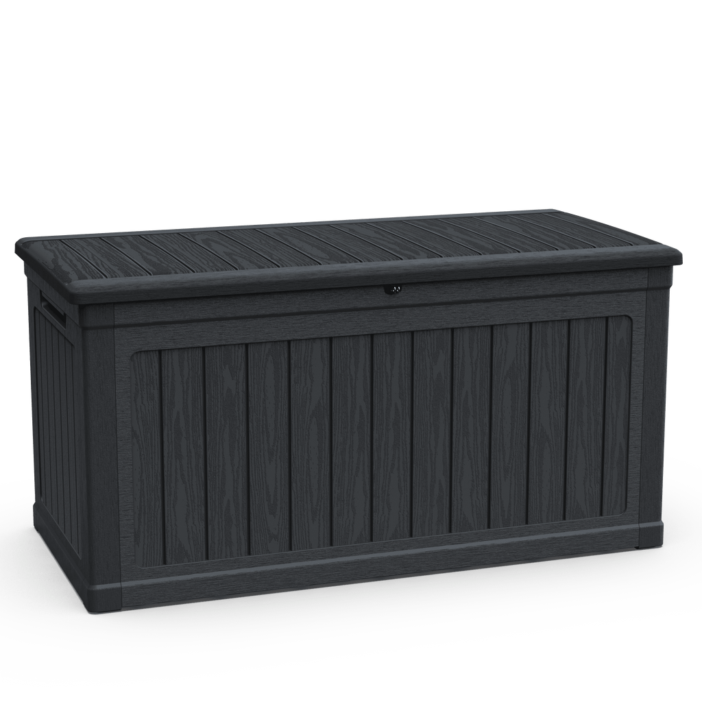 Anthony & Home 230-gallon weatherproof deck box for outdoor storage, featuring sturdy design and ample space.