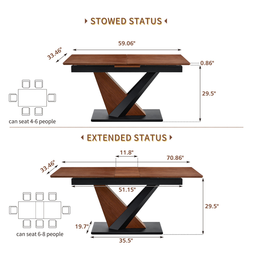 Dark walnut dining table with marble veneer top by Anthony & Home, showcasing a sleek, modern design in a stylish studio setting.