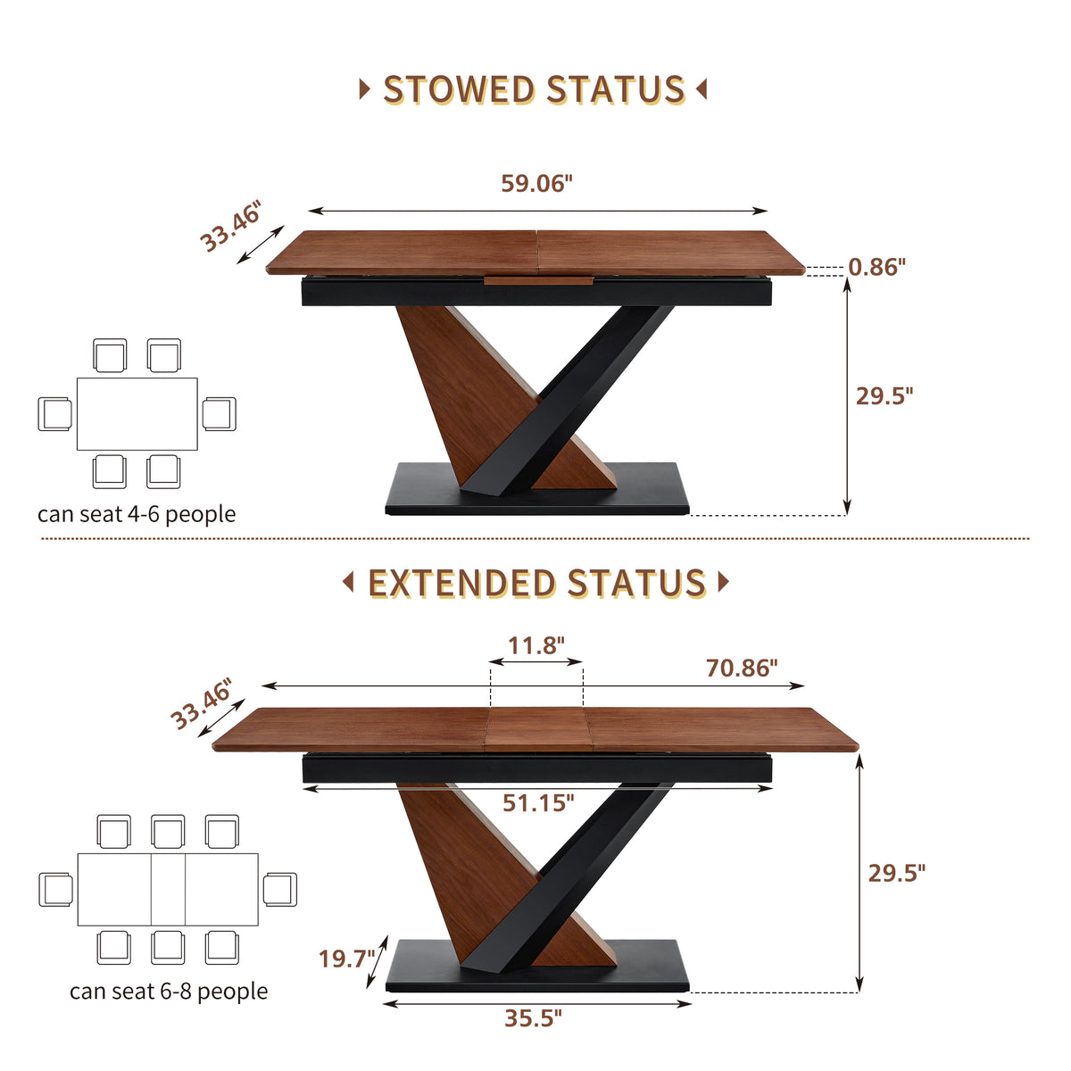 Dark walnut dining table with marble veneer top by Anthony & Home, showcasing a sleek, modern design in a stylish studio setting.