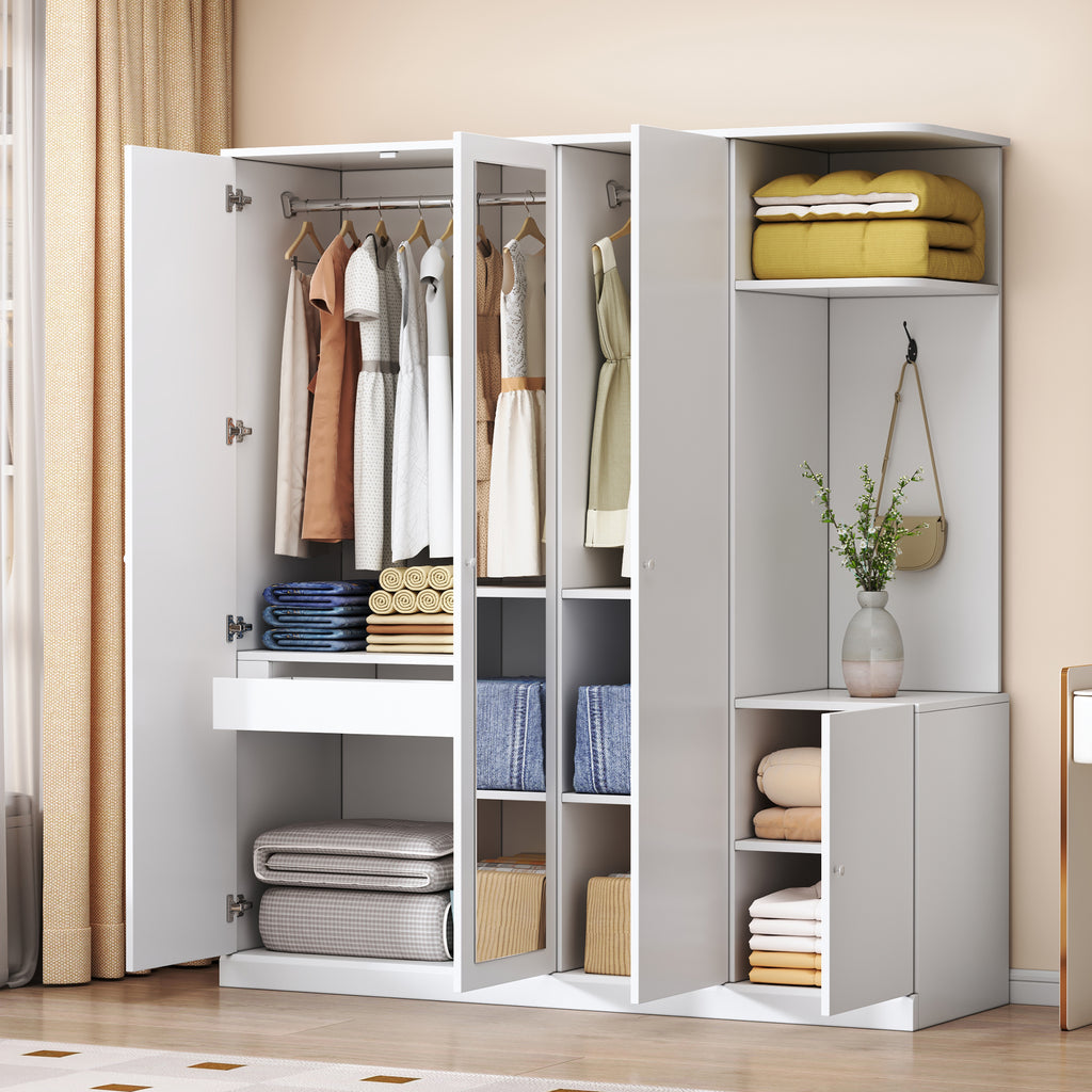Anthony & Home Elegant Collection wardrobe with full-length mirror, featuring sleek wood finish and modern design.
