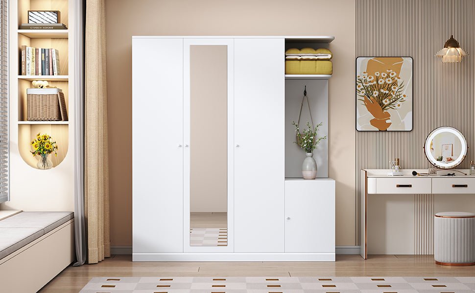 Anthony & Home Elegant Collection wardrobe with full-length mirror, showcasing sleek wooden design and spacious storage.