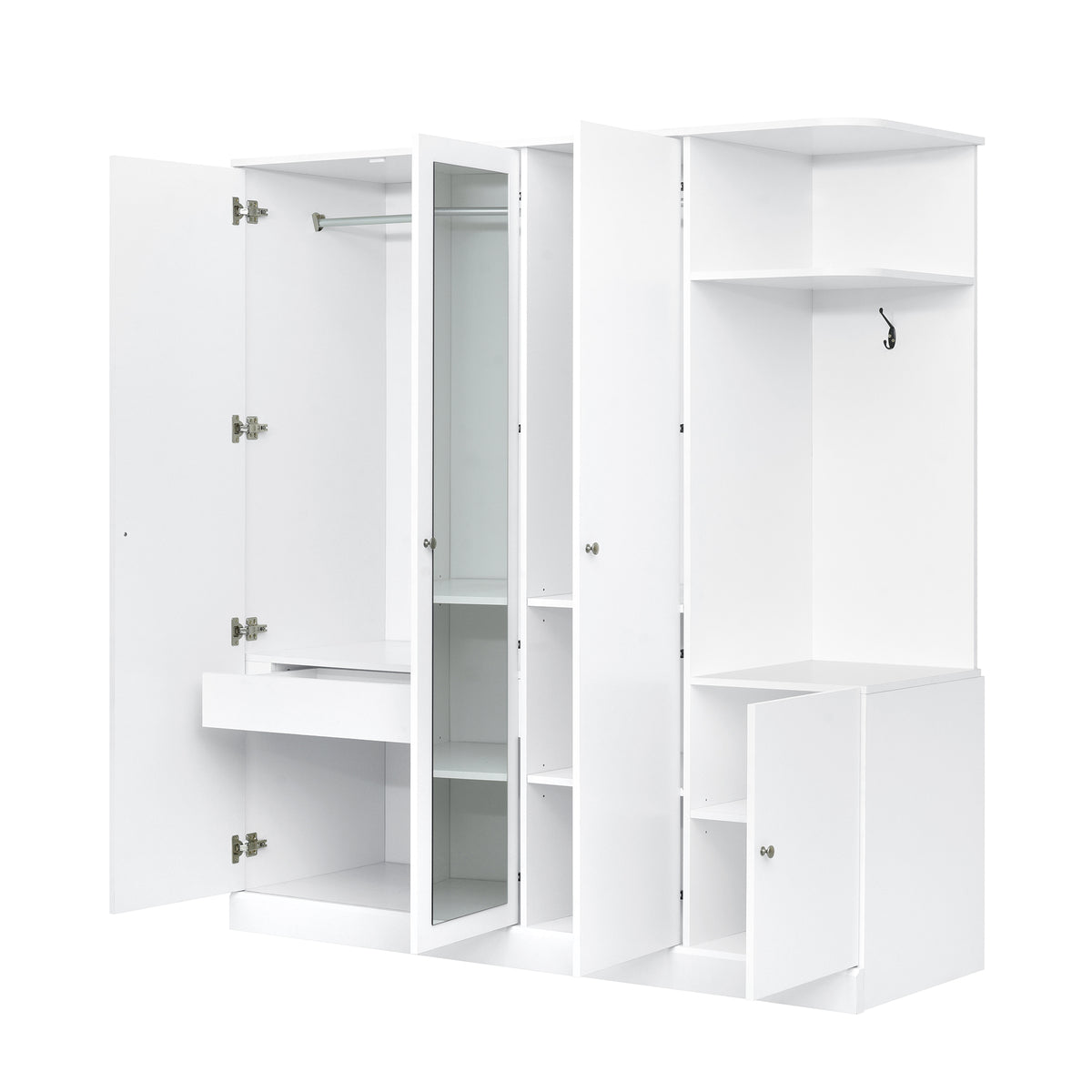 Anthony & Home Elegant Collection wardrobe with full-length mirror, modern wooden design, and spacious storage.