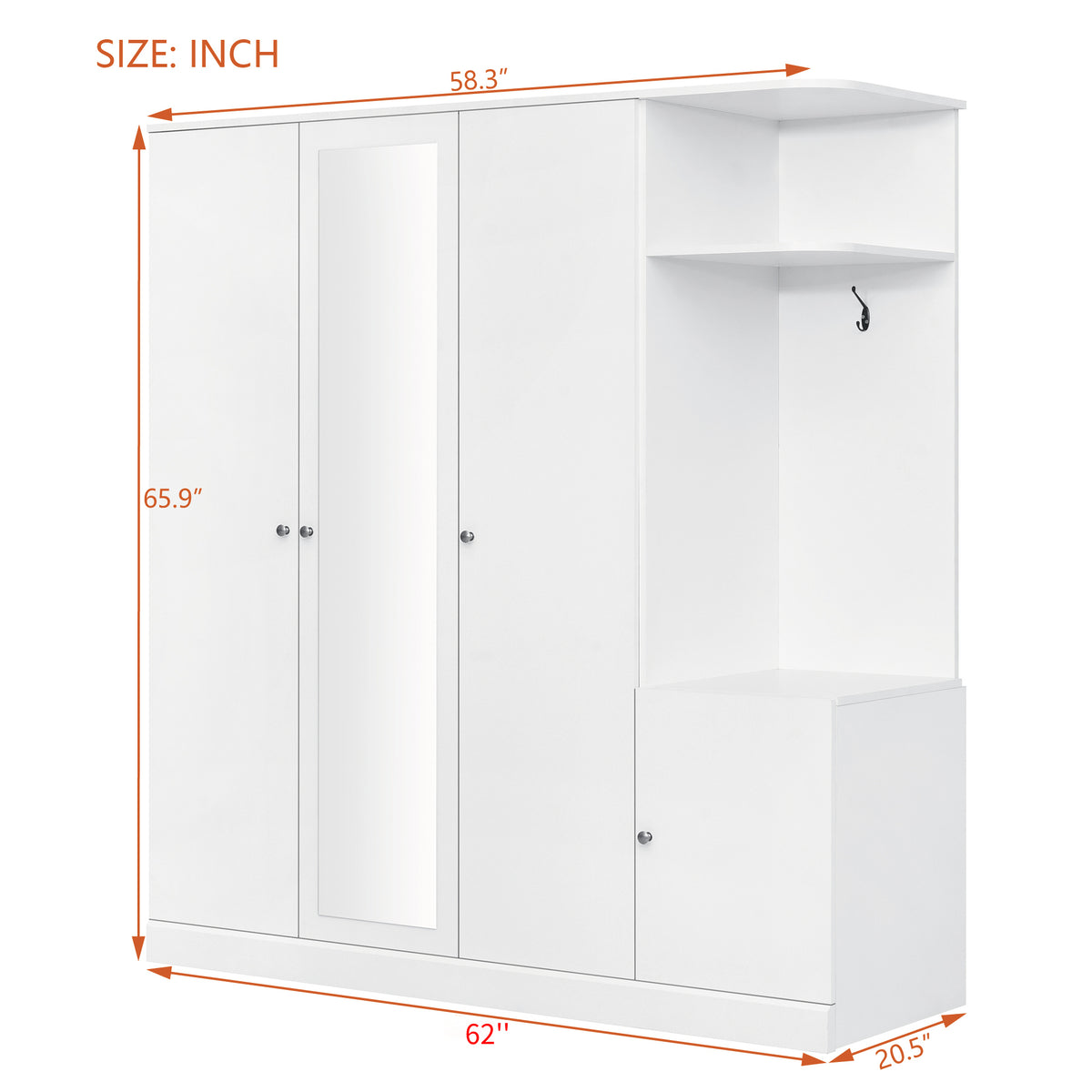 Elegant Anthony & Home wardrobe with full-length mirror, showcasing sleek design and spacious storage in a modern bedroom setting.