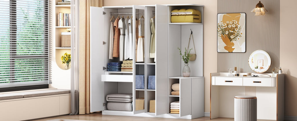 Elegant Anthony & Home wardrobe with full-length mirror, featuring sleek design and spacious storage for modern bedrooms.