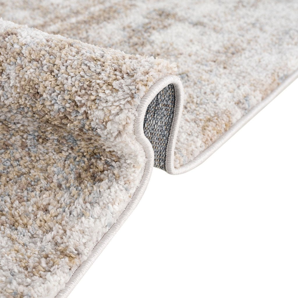 Anthony & Home Elite Collection abstract area rug with high pile, machine-woven in Turkish grey and cream colors.