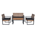 Anthony & Home Elite Collection outdoor 4-piece patio set with acacia wood table and handwoven PE rattan chairs.