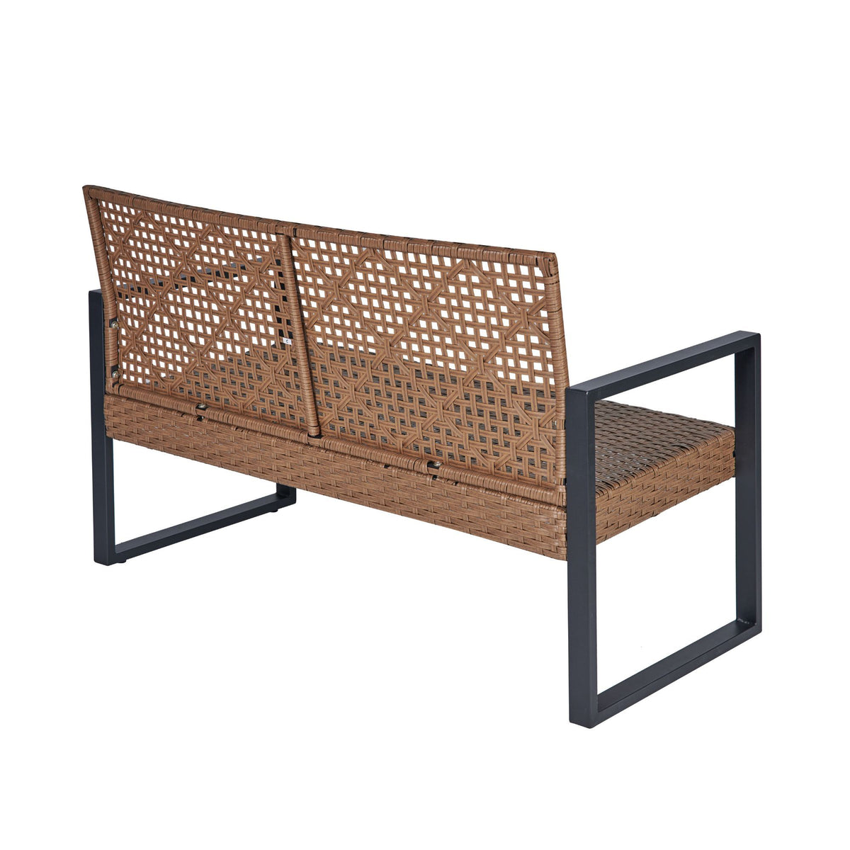 Anthony & Home Elite Collection outdoor 4-piece patio set with acacia wood table and handwoven PE rattan chairs.