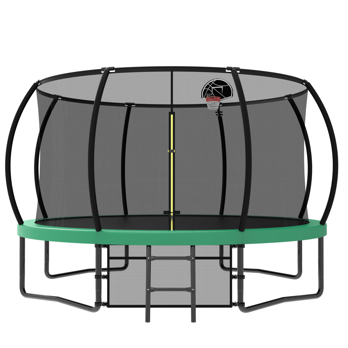 Anthony & Home Elite Collection 12ft trampoline with safety enclosure, featuring sturdy frame and safety net for kids' outdoor fun.