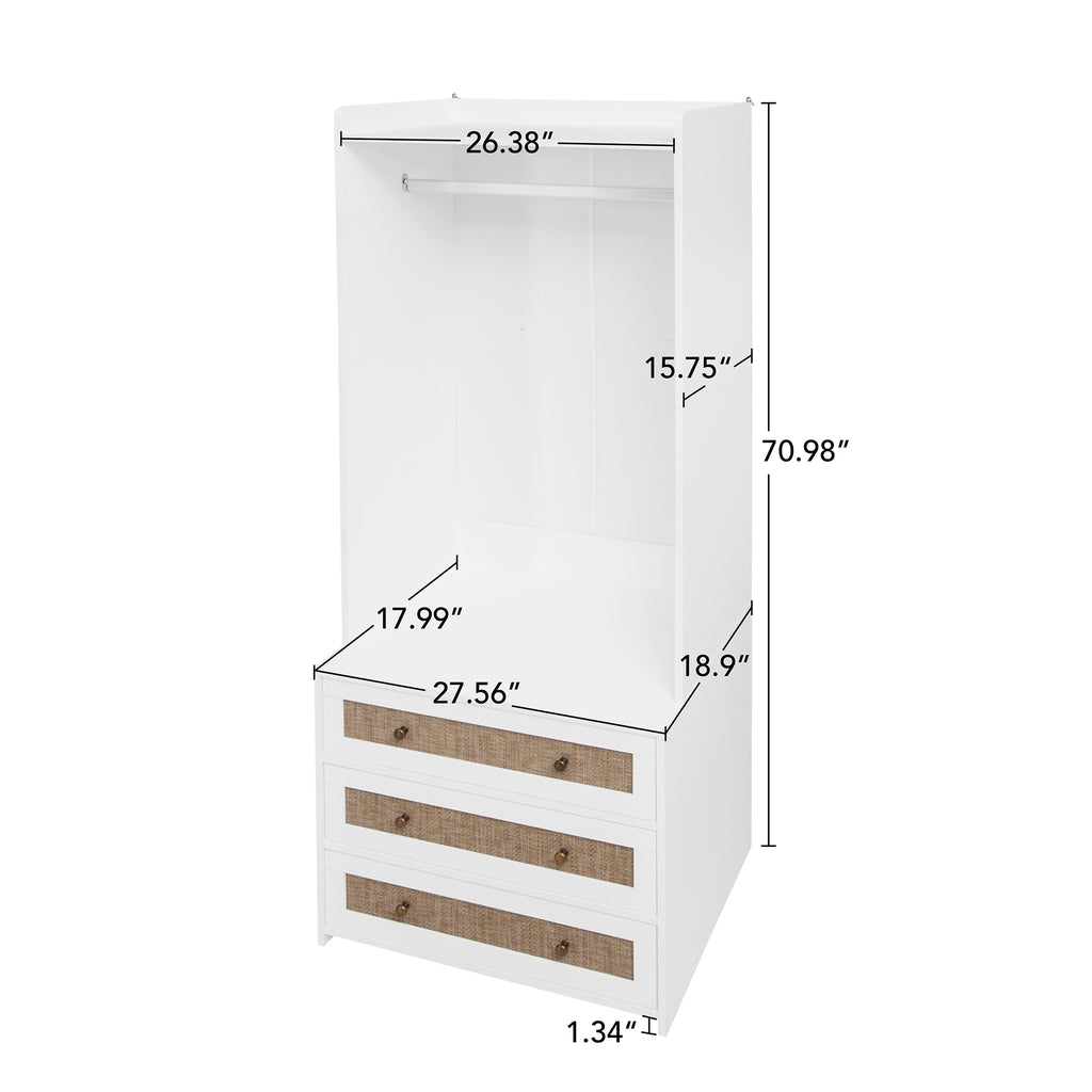White lacquer wardrobe armoire with three drawers from Anthony & Home Elite Collection, showcasing a refined silhouette and sleek design.