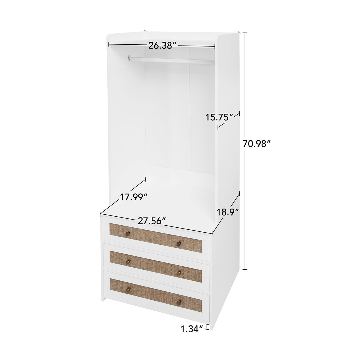 White lacquer wardrobe armoire with three drawers from Anthony & Home Elite Collection, showcasing a refined silhouette and sleek design.