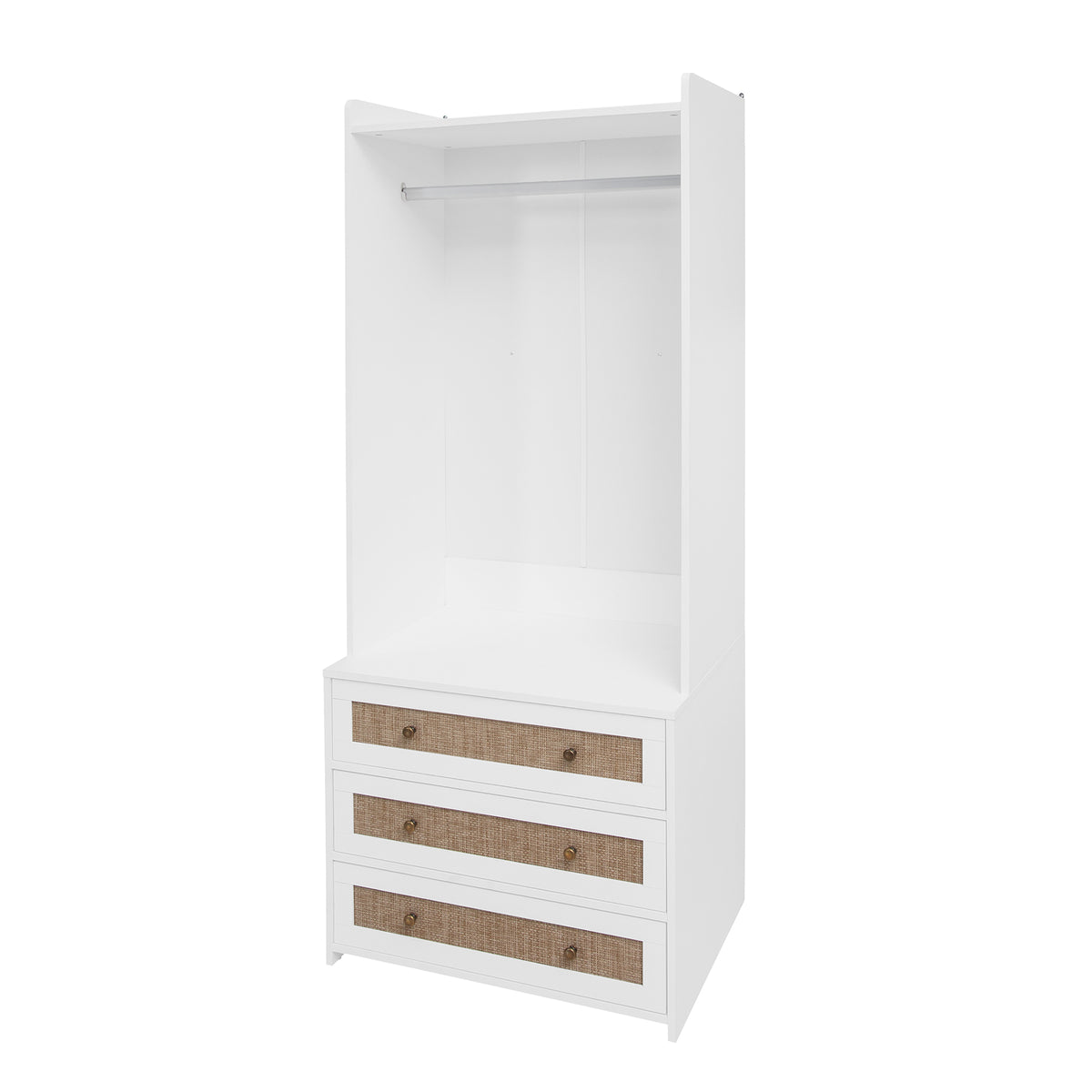 White lacquer wardrobe armoire with three drawers from the Elite Collection, featuring a refined silhouette and elegant storage design.