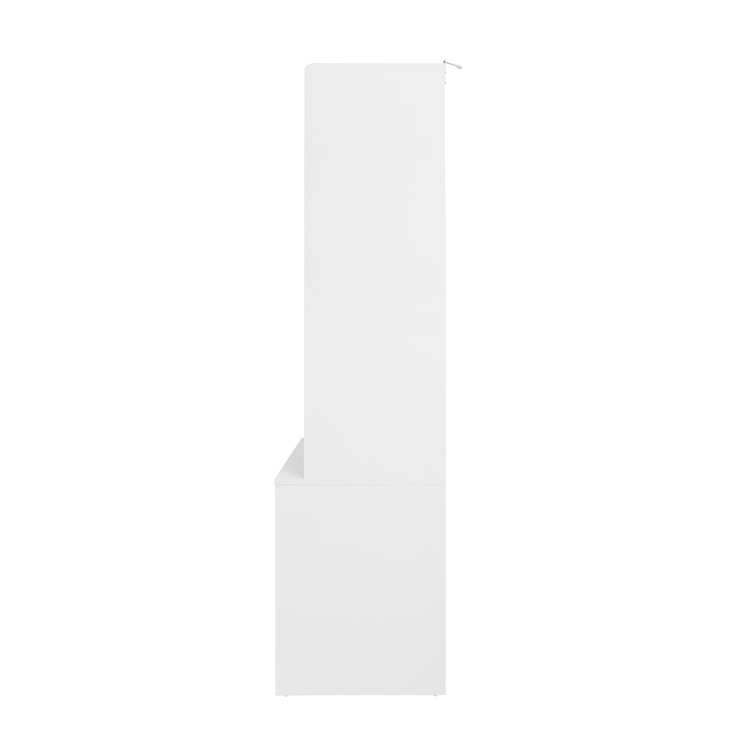 White lacquer wardrobe armoire with three drawers from the Anthony & Home Elite Collection, featuring a sleek and refined silhouette.