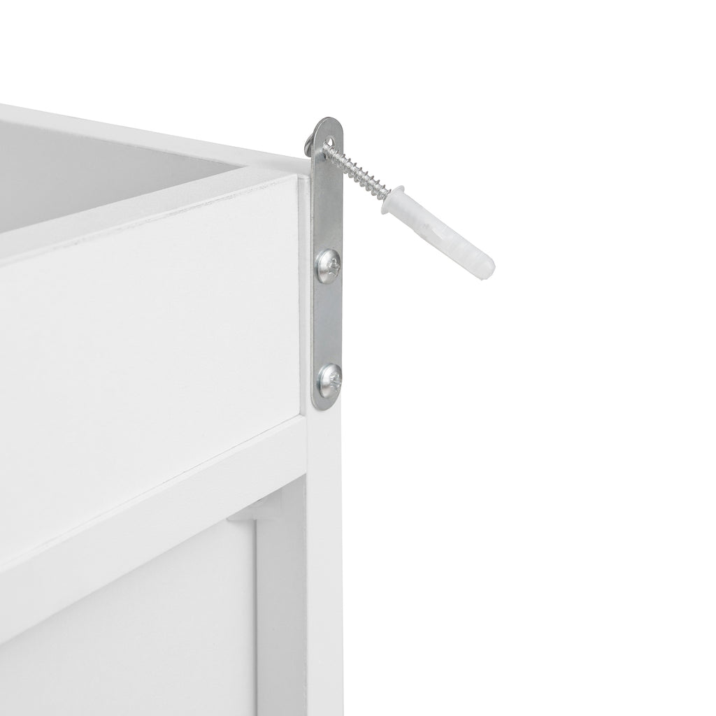 White lacquer wardrobe armoire from Anthony & Home's Elite Collection with three drawers and a refined silhouette.