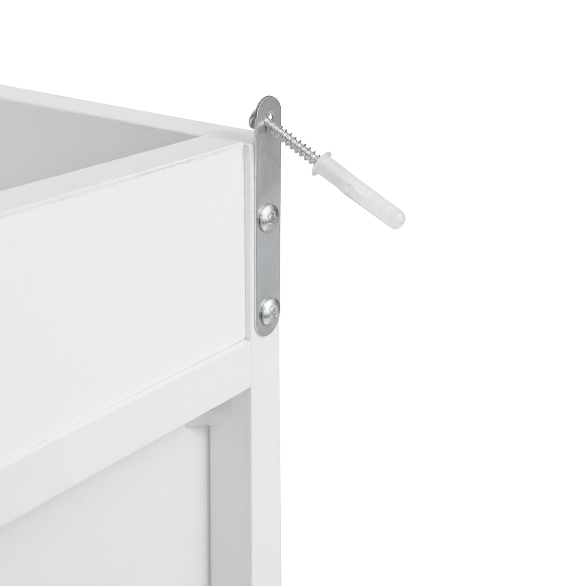 White lacquer wardrobe armoire from Anthony & Home's Elite Collection with three drawers and a refined silhouette.
