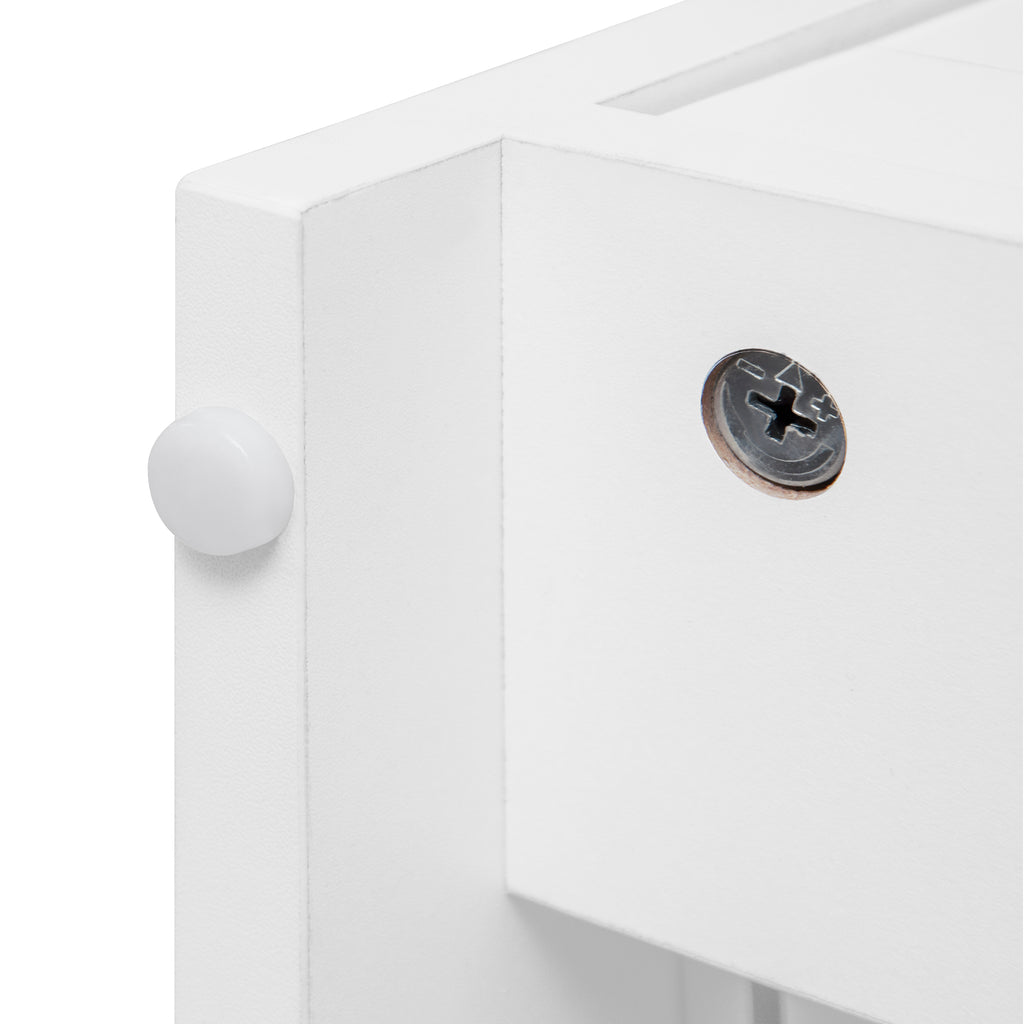 White lacquer wardrobe armoire with three drawers from Anthony & Home's Elite Collection, featuring a refined silhouette and sleek design.