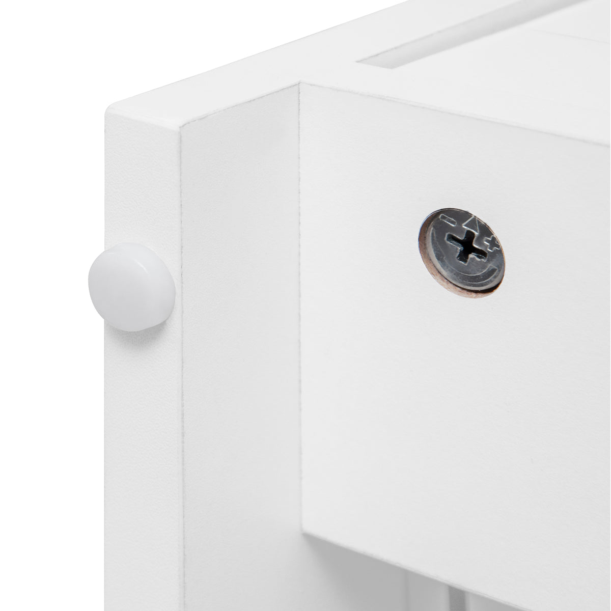 White lacquer wardrobe armoire with three drawers from Anthony & Home's Elite Collection, featuring a refined silhouette and sleek design.