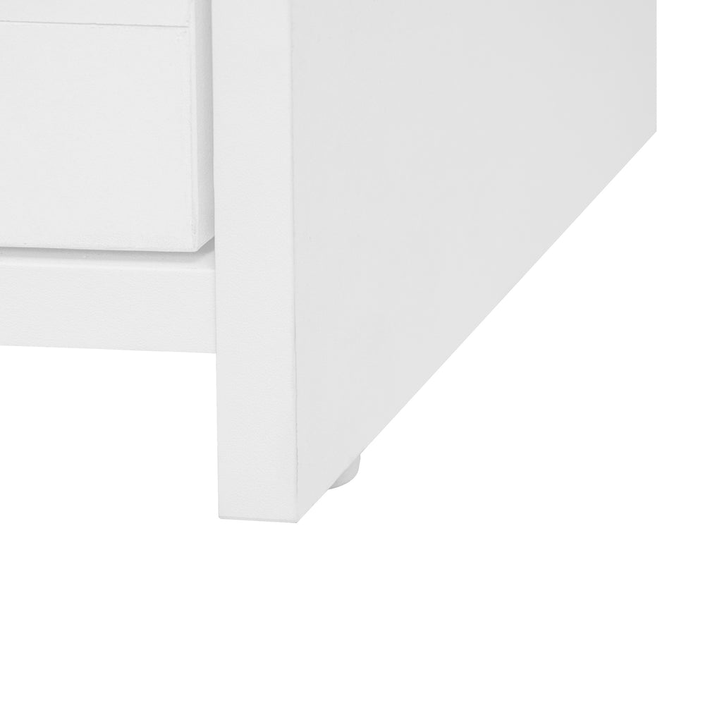 White lacquer wardrobe armoire with three drawers from Anthony & Home Elite Collection, featuring a refined silhouette and sleek design.