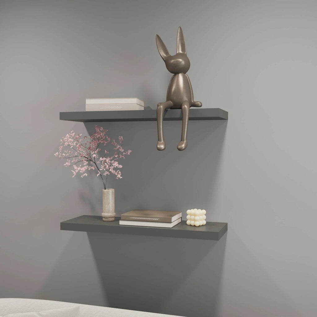 Matte grey floating shelf from Anthony & Home with sleek design and sturdy wall mount, perfect for modern interior decor.