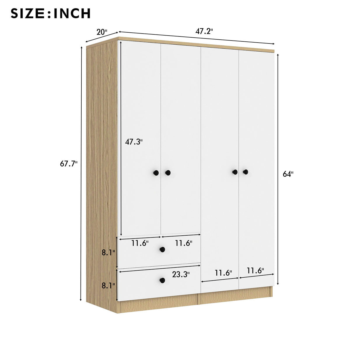 Anthony & Home Elite Pine Wardrobe with drawers, showing a wooden wardrobe with multiple drawers and sleek design.