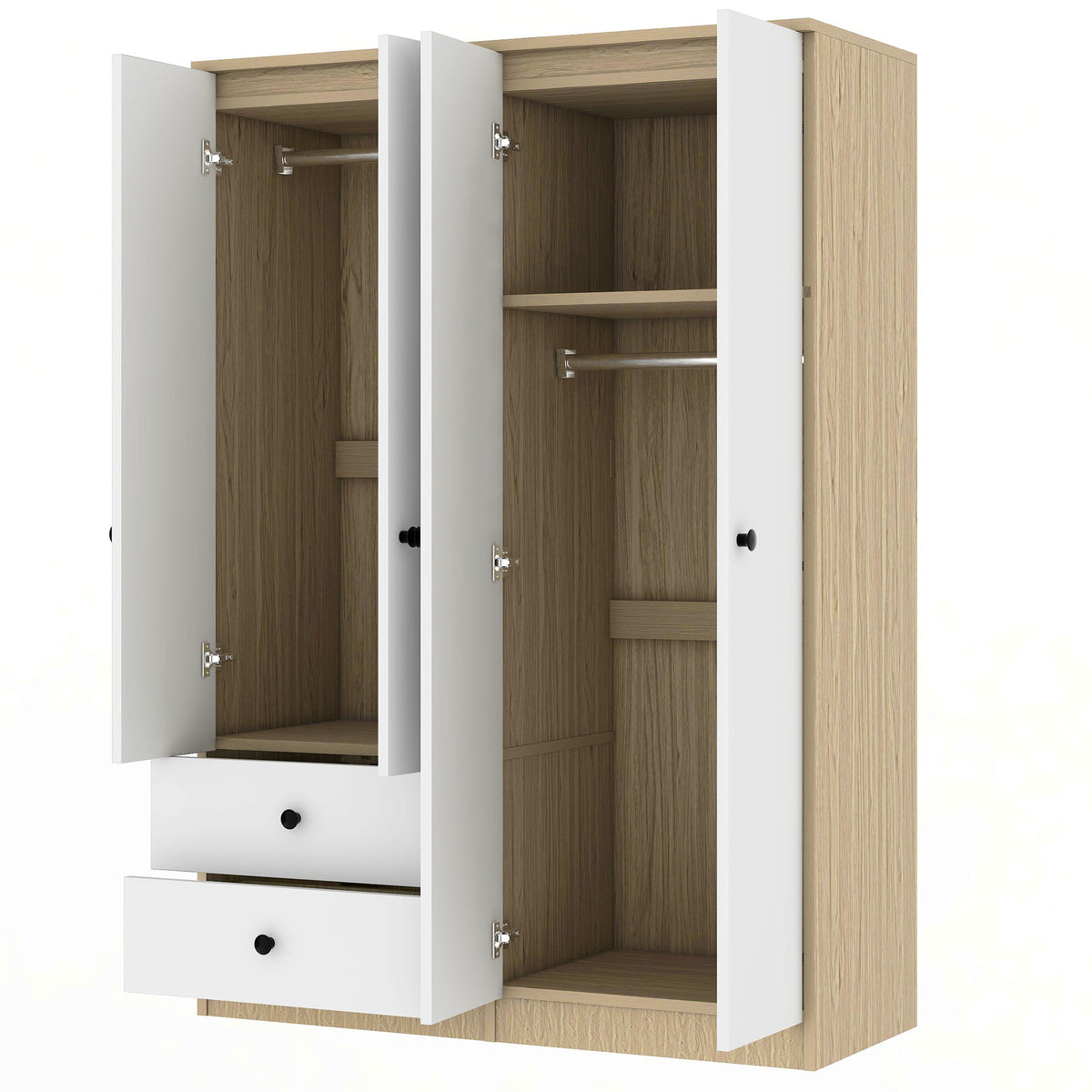 Anthony & Home Elite Pine Wardrobe with Drawers, wooden bedroom storage unit with doors and integrated drawers, natural pine finish