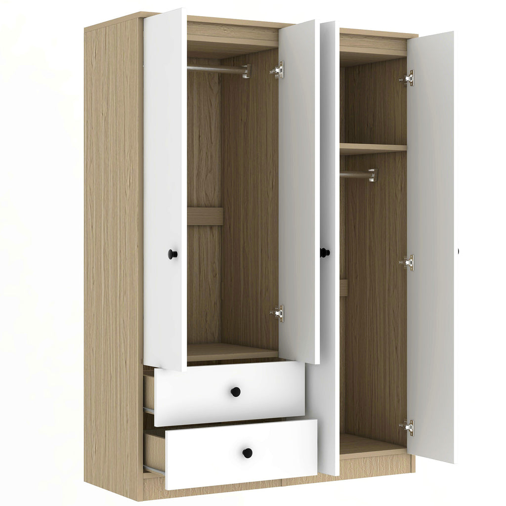 Anthony & Home Elite Pine Wardrobe with Drawers, sturdy wooden wardrobe with storage drawers and sleek natural pine finish.