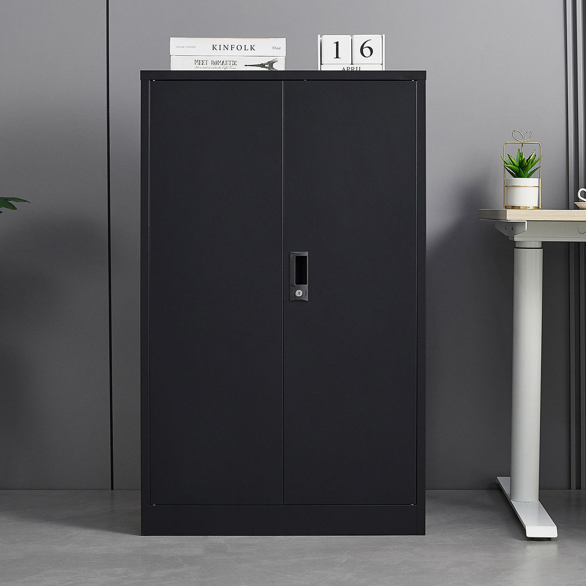Anthony & Home Elite Series filing cabinet with multiple drawers, black metal construction, and sleek modern design.