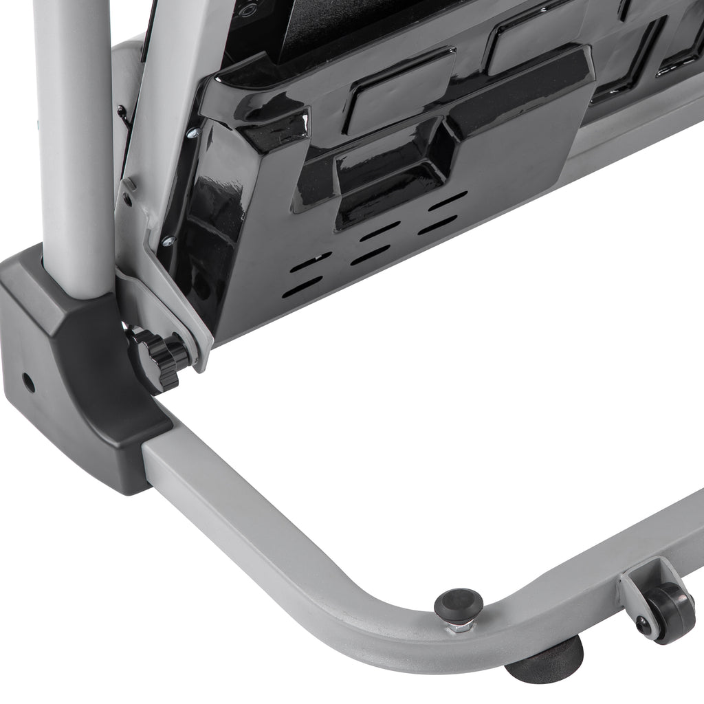 Black metal frame of Anthony & Home Elite Series Foldable Treadmill, featuring a compact design and foldable structure.