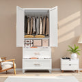 Anthony & Home Elite Steel Wardrobe Cabinet with drawers and hanging rod, featuring sleek metal design and organized storage space.