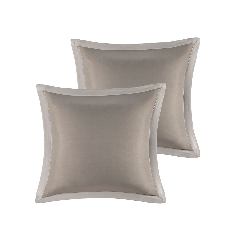 Anthony & Home Emilia Jacquard Queen Comforter Set in khaki with gold thread, featuring intricate woven patterns and luxurious texture.
