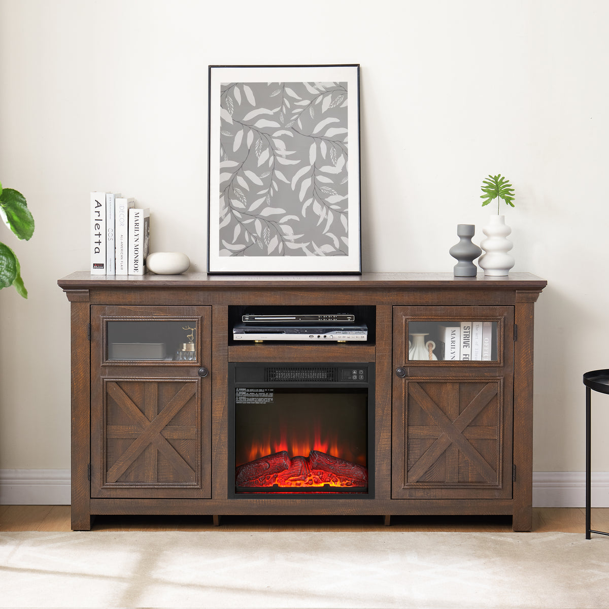 Espresso Barnwood Two Door Media Console by Anthony & Home with rustic finish and modern design for TV and media storage.