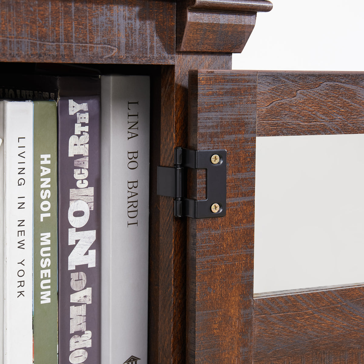 Espresso barnwood media console with two doors by Anthony & Home, showcasing a rustic, stylish storage solution for living rooms.