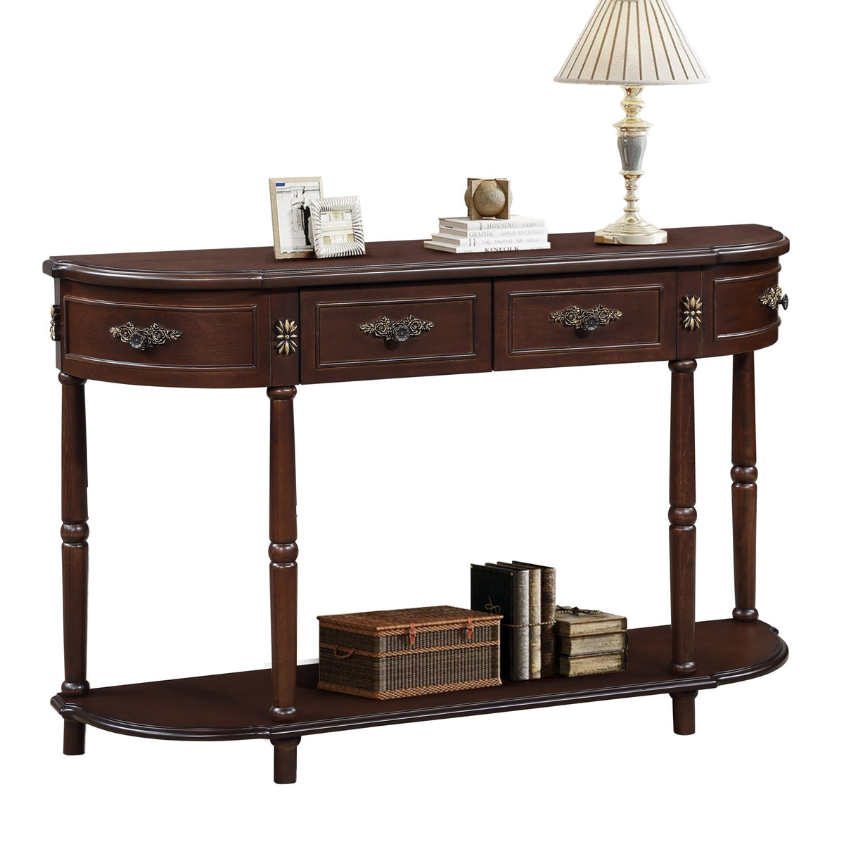 Anthony & Home espresso finish console table with sleek wooden surface and modern design, ideal for entryways or living rooms.