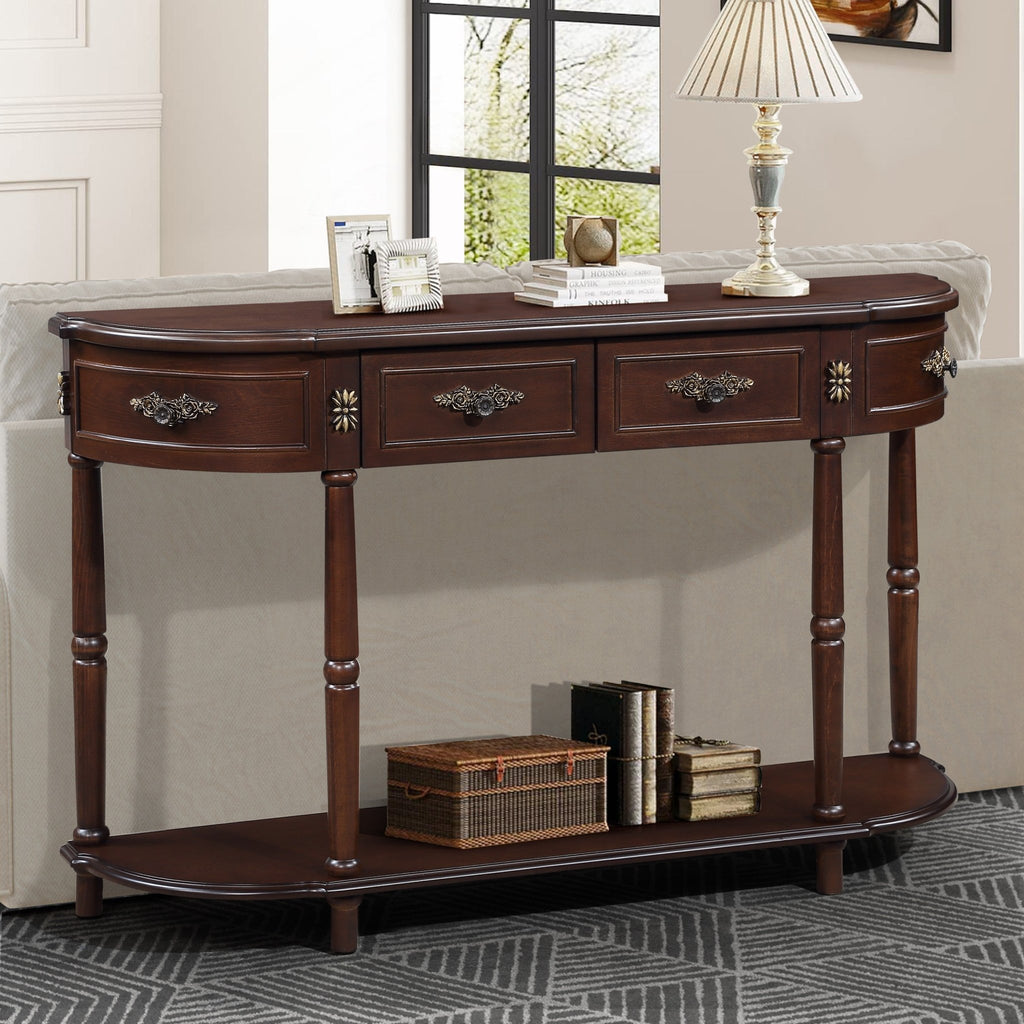 Anthony & Home espresso finish console table with sleek design and rectangular top, perfect for entryways or living rooms.