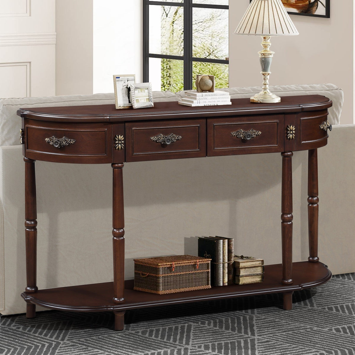 Anthony & Home espresso finish console table with sleek design and rectangular top, perfect for entryways or living rooms.