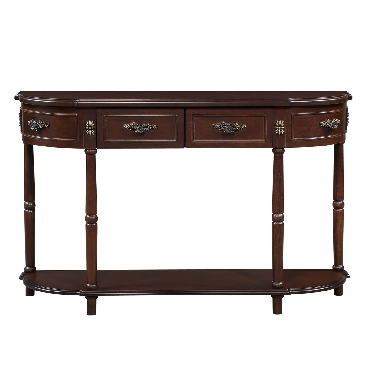Espresso finish Anthony & Home console table with sleek design and sturdy wooden construction, ideal for entryways or living rooms.
