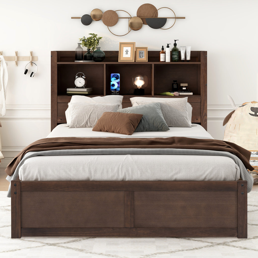Anthony & Home Espresso Platform Bed from Luxe Collection with sleek design and sturdy wooden frame, shown in a modern bedroom setting.