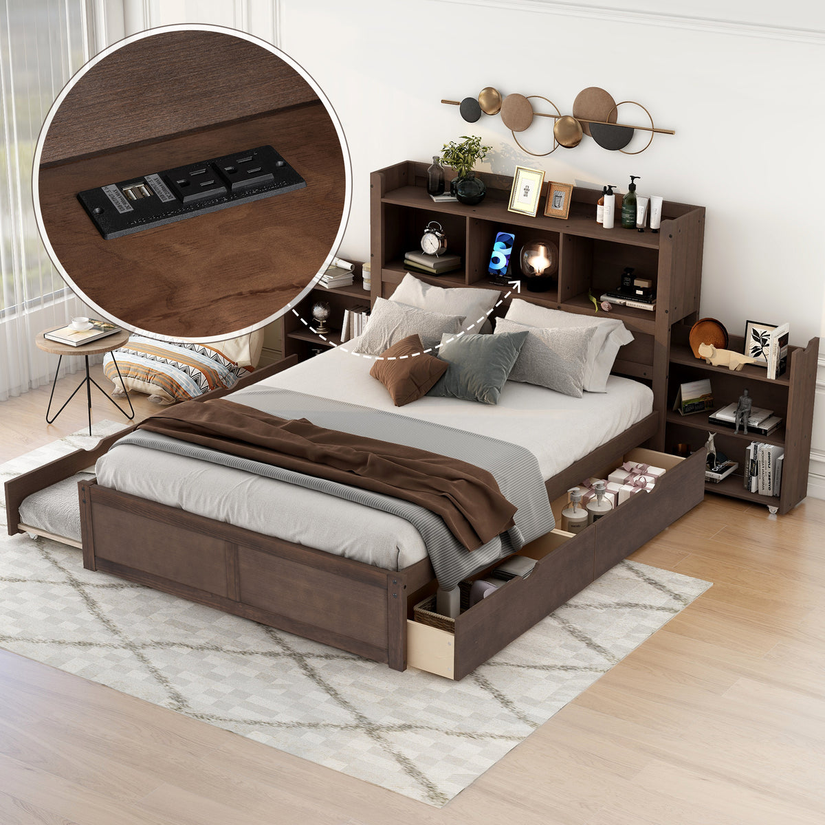 Anthony & Home Espresso Platform Bed from Luxe Collection with a sleek, modern design and a sturdy wooden frame.
