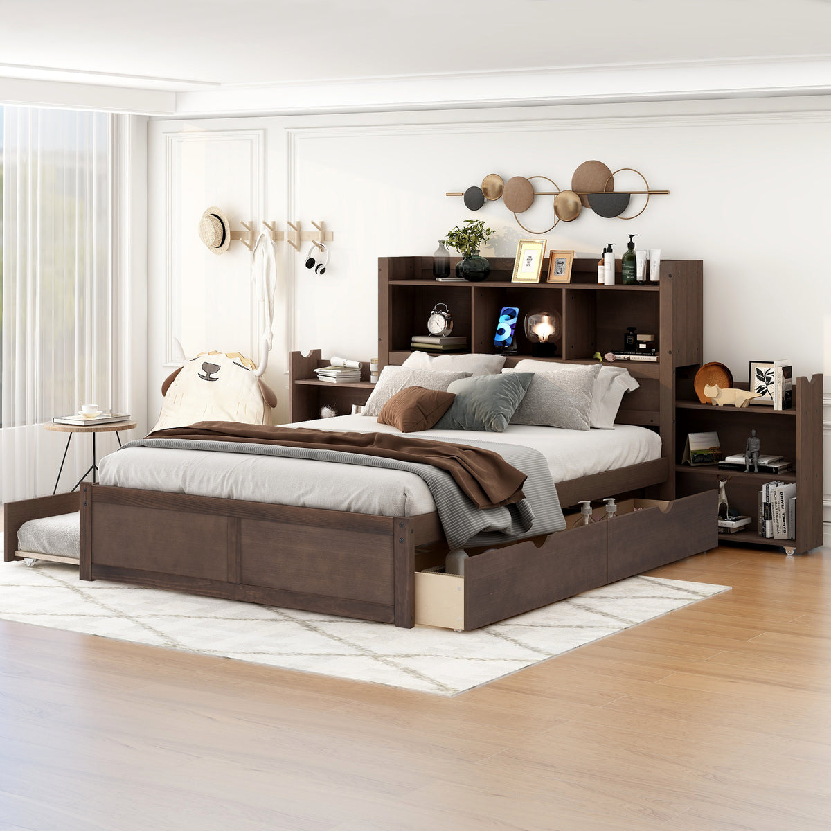 Anthony & Home Espresso Platform Bed from the Luxe Collection, showcasing a modern, sleek wooden bed frame with clean lines.