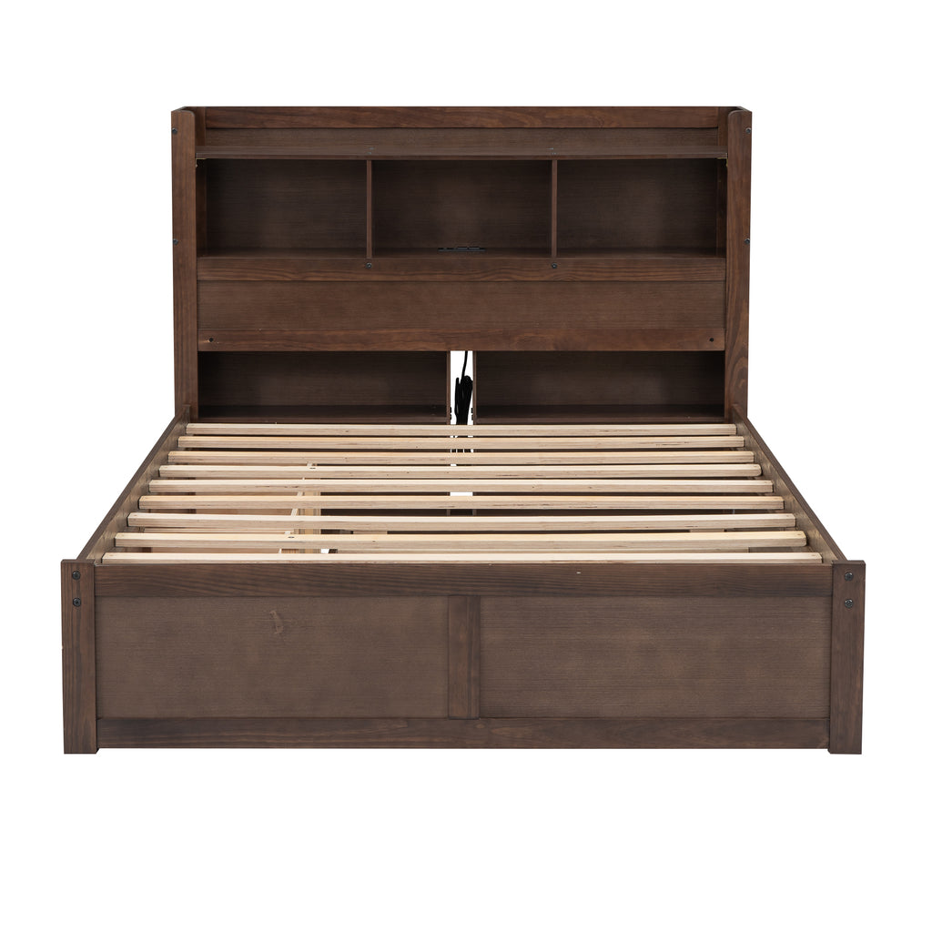 Anthony & Home Espresso Platform Bed from Luxe Collection, showcasing a modern wooden bed frame with a sleek, dark espresso finish.