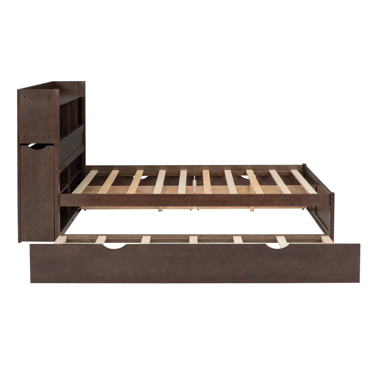 Anthony & Home Espresso Platform Bed from the Luxe Collection showing a sleek, modern wooden bed frame with a dark espresso finish.