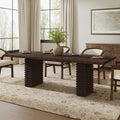 Anthony & Home Espresso solid wood dining table, 95-inch Atelier style, showcasing its sleek rectangular surface and sturdy legs.